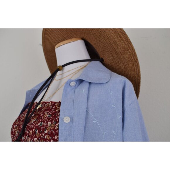 Vintage 80s Cotton Button-Up Embroidered Blouse size M - Picture 10 of 10
